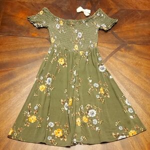 Xhilaration Green and Yellow Floral Casual Dress Girls Size XS (8)